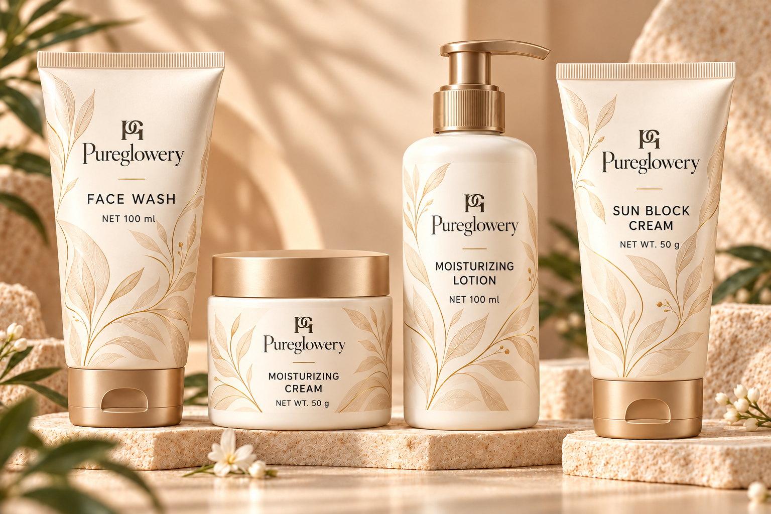 Pureglowery's four-piece skincare collection